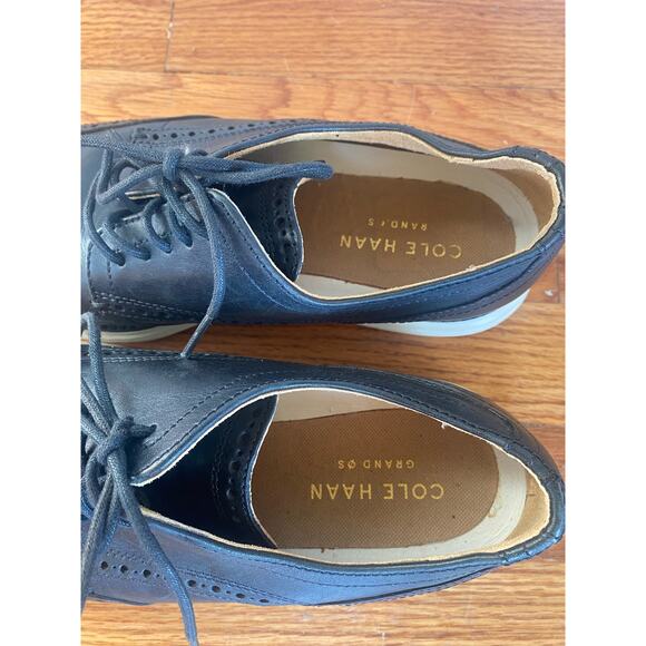 Cole Haan Grand.OS Men\'s Dress Shoes Sz 7 Navy Leather Wingtip Oxfords C24089 main image 4